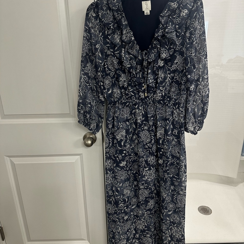 Joie Navy and White Floral Long Sleeve Dress